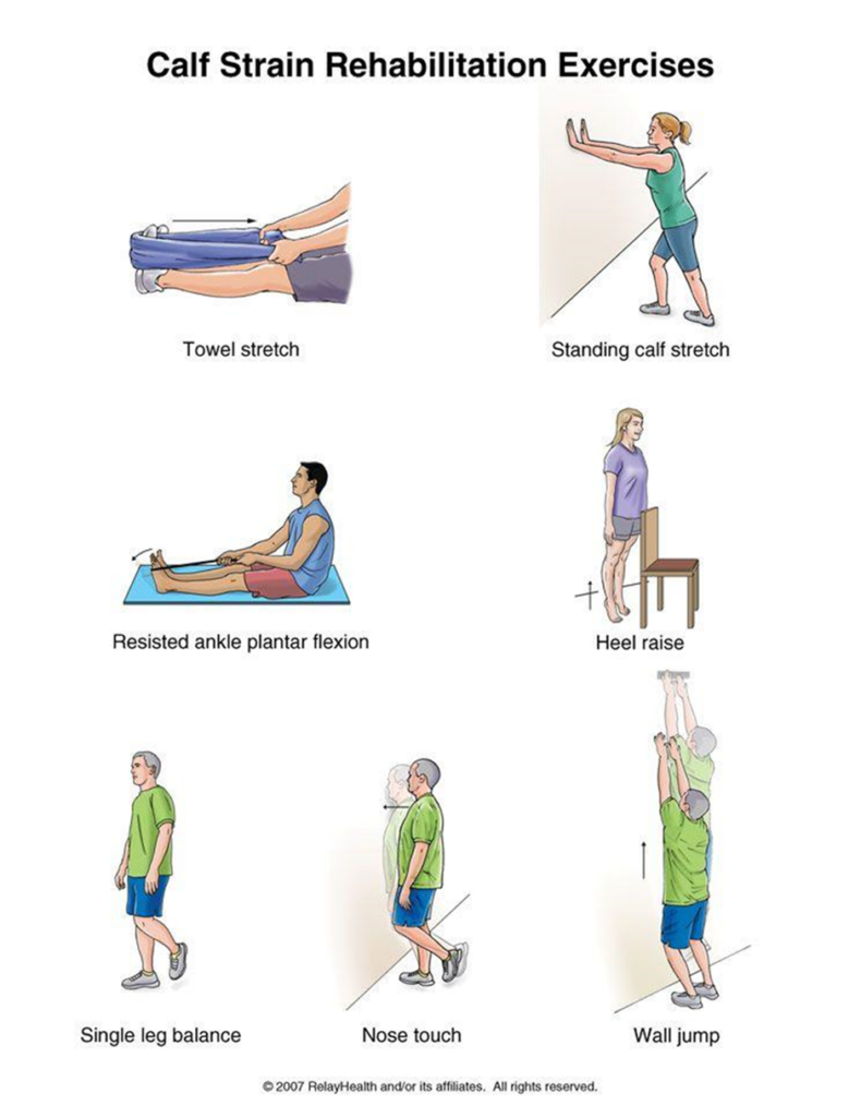 Calf strain rehabilitation exercises that can be completed at home